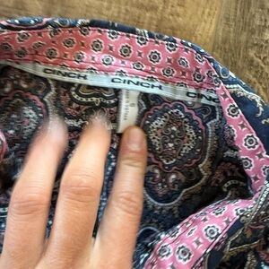 Cinch Women's shirt with Pink and Blue Paisley Design